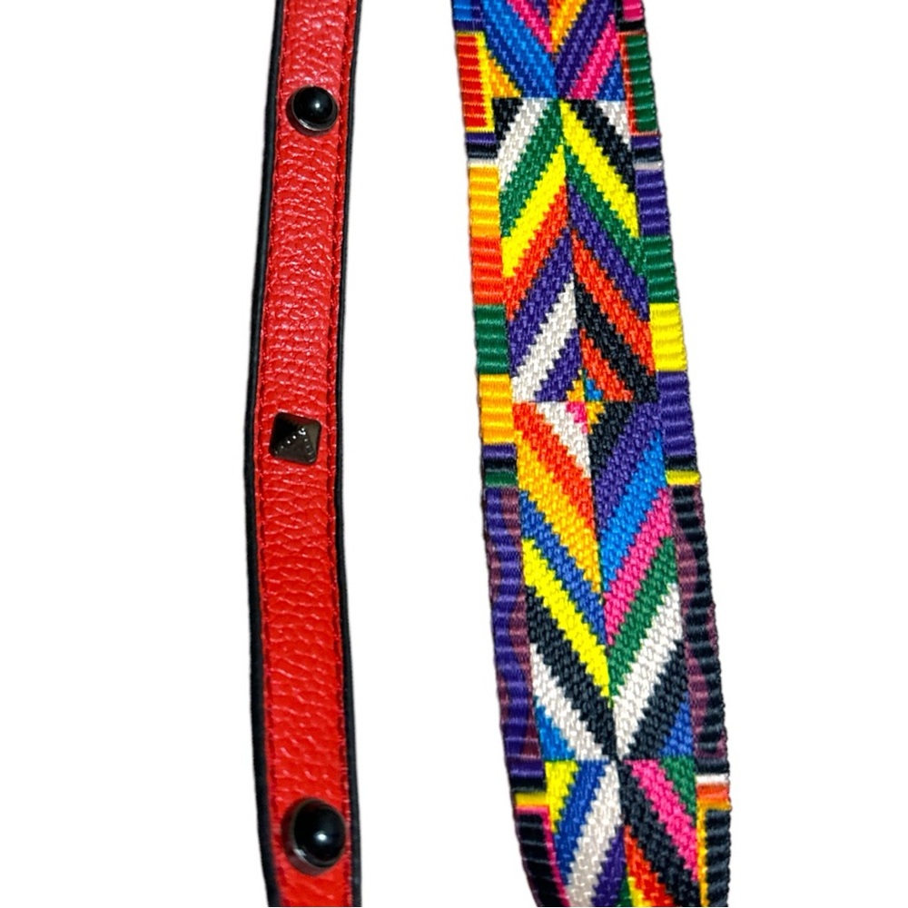 Vegan Leather Studded Crossbody Vibrant Coral shade with 2 Straps - Picture 8 of 8
